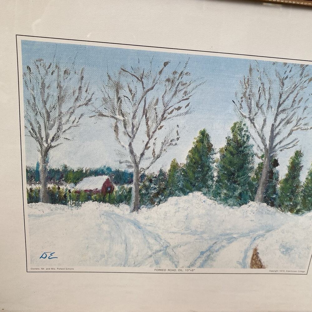 The Deserted Barn Print by Eisenhower College 1970 Oil Print Vintage ArtDecor - Picture 3 of 8